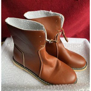 WOMENS Boots Size 41 (US 10) Carmel Colored Vinyl Ankle Fleece Lining‎